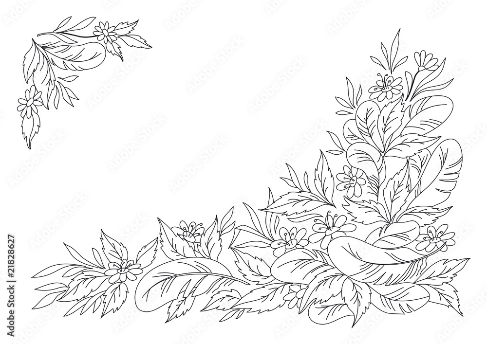 Leaves, flowers and feathers monochrome Leaves, flowers and feathers monochrome