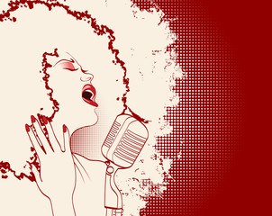 Handdoek met foto Muziekband jazz singer on grunge background  © Isaxar
