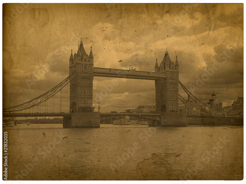 Photography London. Old photo tower bridge with spots and traces of time