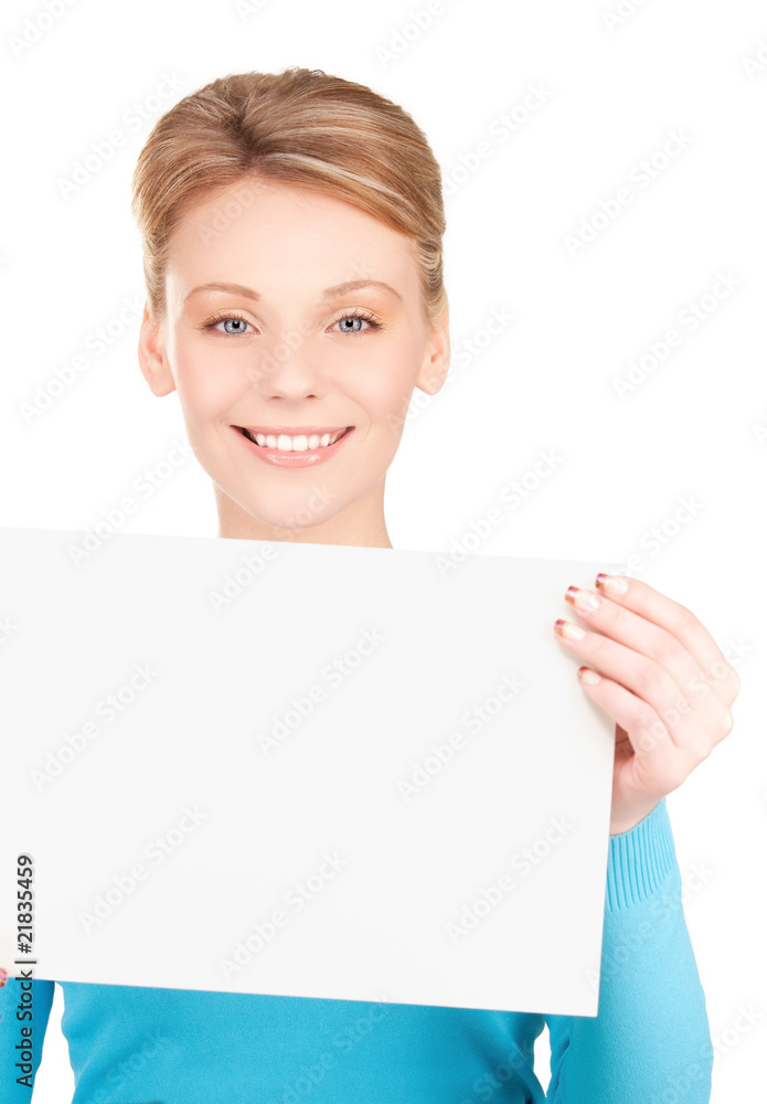 happy girl with blank board happy girl with blank board