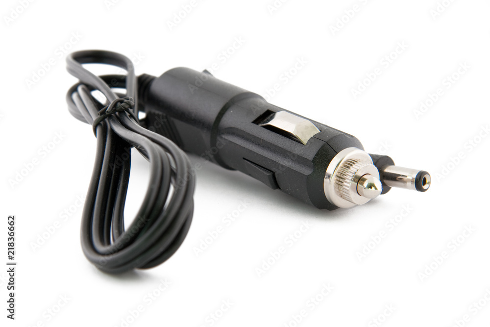 Car mobile phone charger isolated on white background Car mobile phone charger isolated on white background