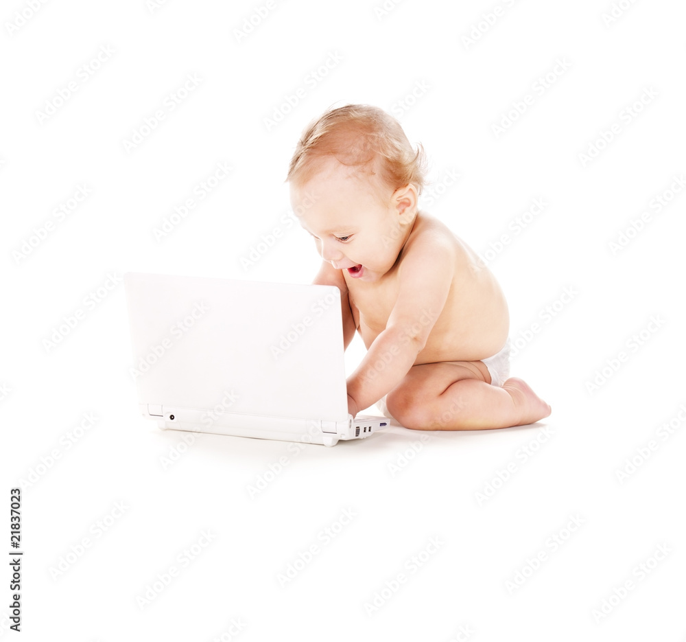 baby boy with laptop computer baby boy with laptop computer