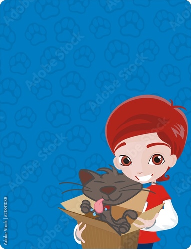 cat and boy