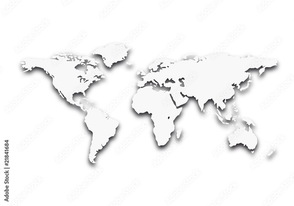 Fototapeta premium worldmap - Weltkarte in Weiß