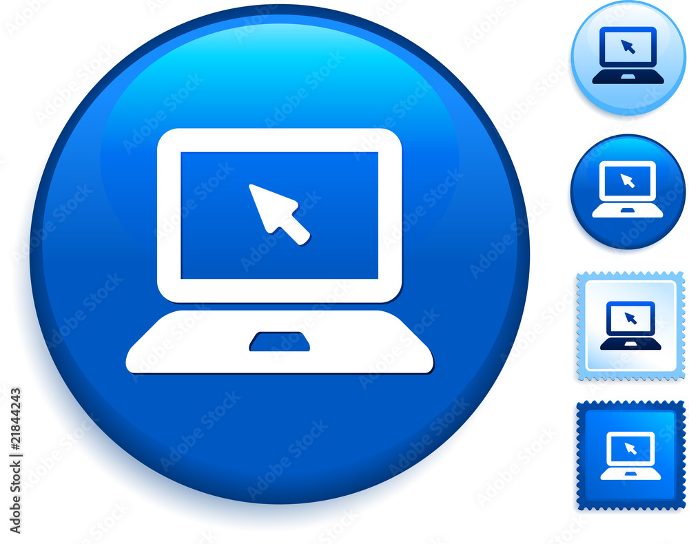 Laptop Computer Icon on Internet Button Laptop Computer Icon on Internet Button