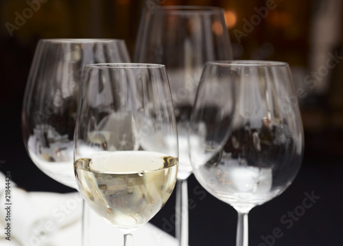 Wineglasses on restaurant table