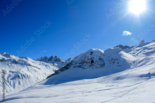 sun in swiss alps