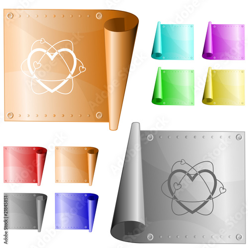 Atomic heart. Vector metal surface.