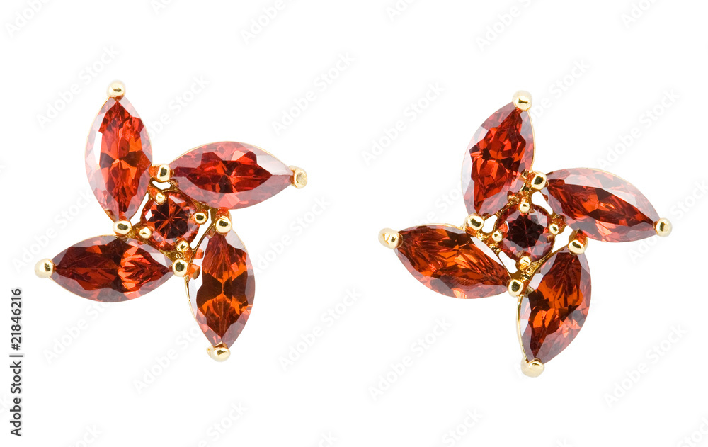 Fototapeta premium coloured earrings on white