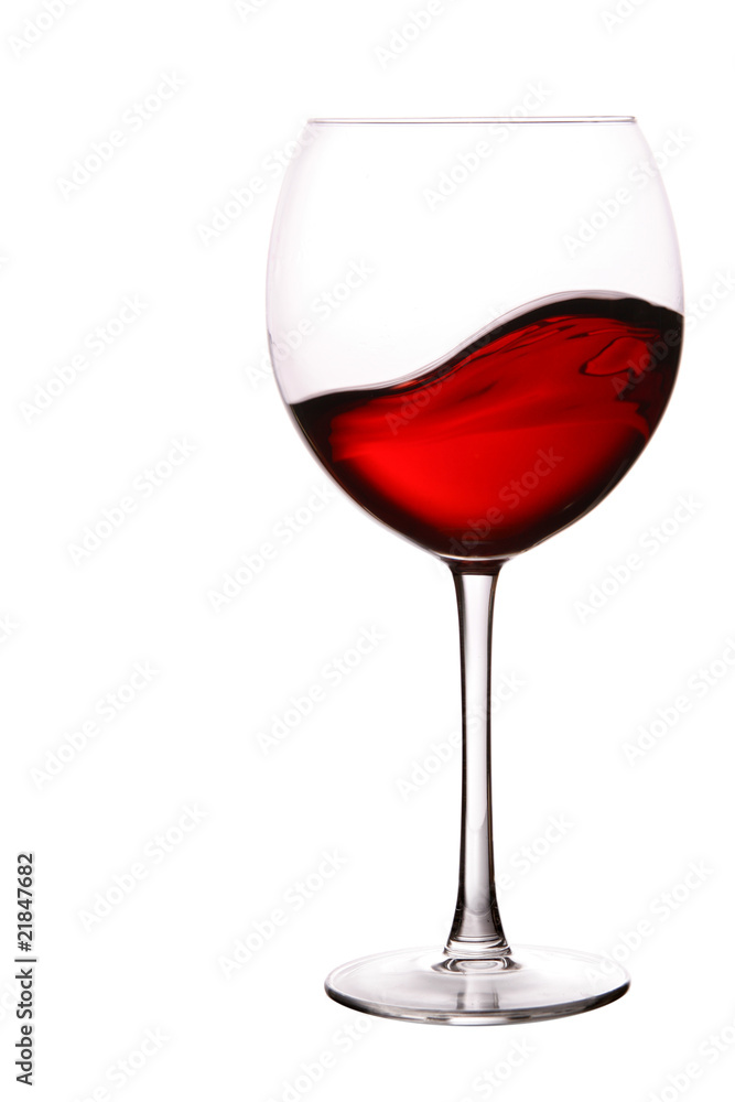 Glass of red wine with wave Glass of red wine with wave