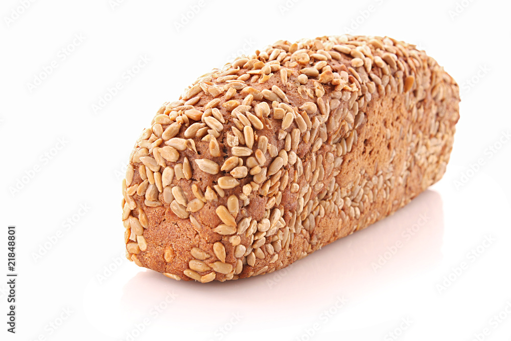 Bread with sunflower seeds isolated on white Bread with sunflower seeds isolated on white