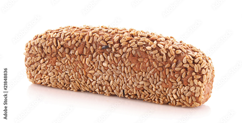 Bread with sunflower seeds isolated on white Bread with sunflower seeds isolated on white