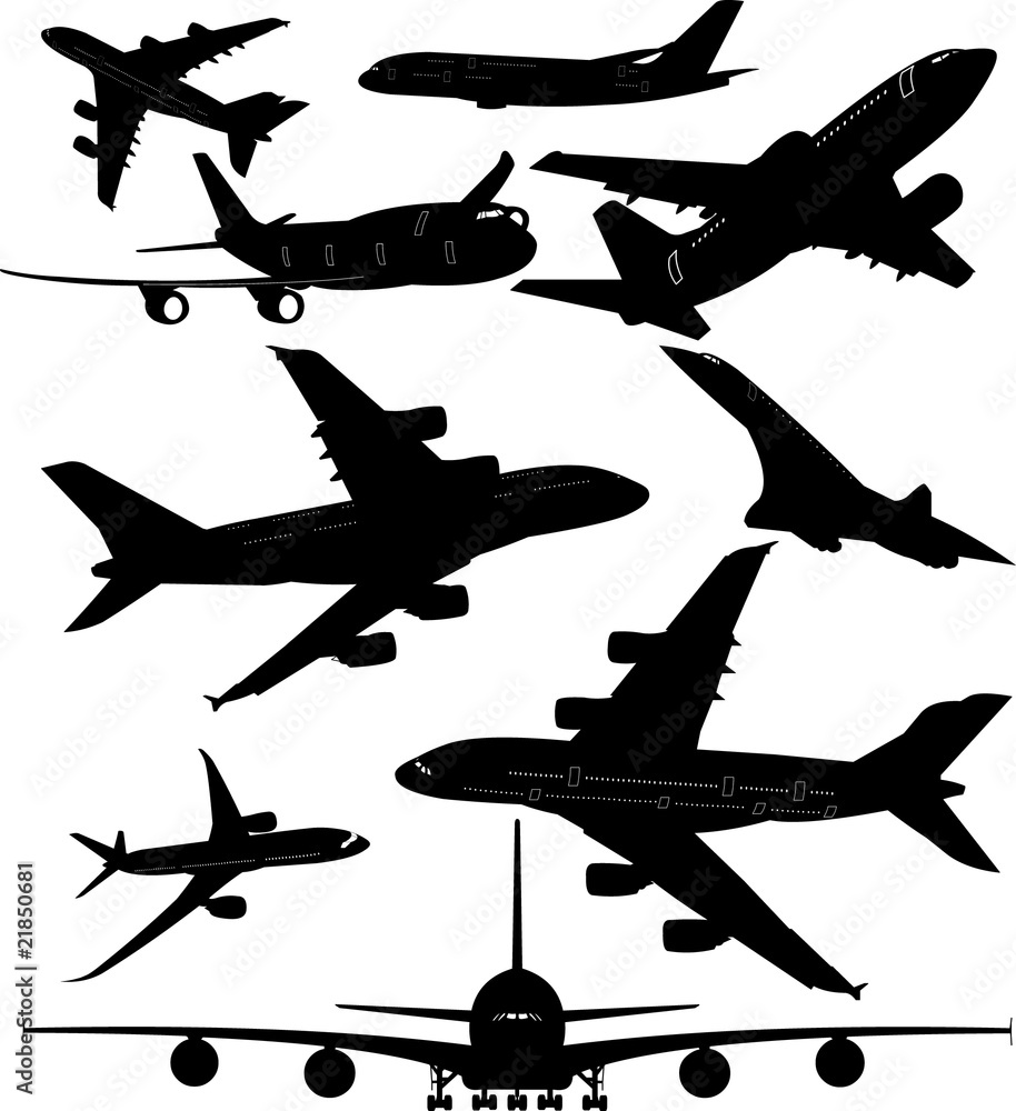Airplane Vector Silhouettes Stock Vector | Adobe Stock