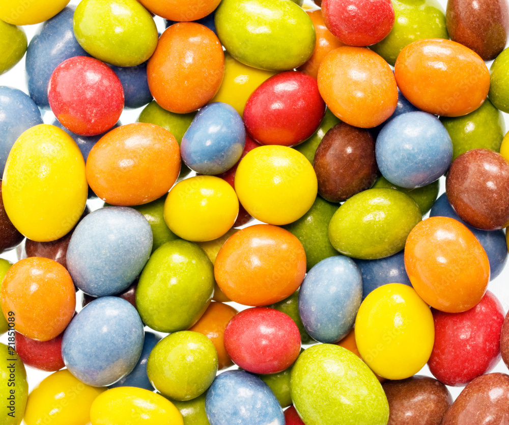 Candy coated chocolate peanuts full frame Candy coated chocolate peanuts full frame