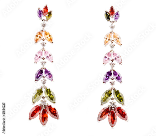 coloured earrings on white