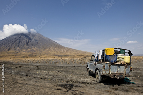 Tanzania volcano, old abandoned car, Tanzania