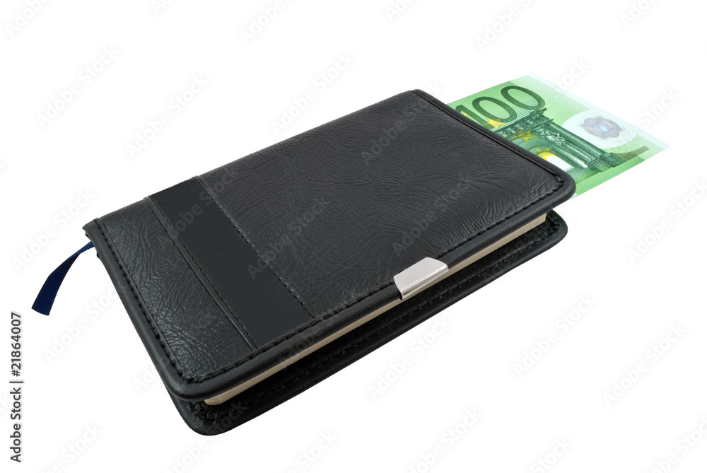 Notebook and Euro banknotes money Notebook and Euro banknotes money