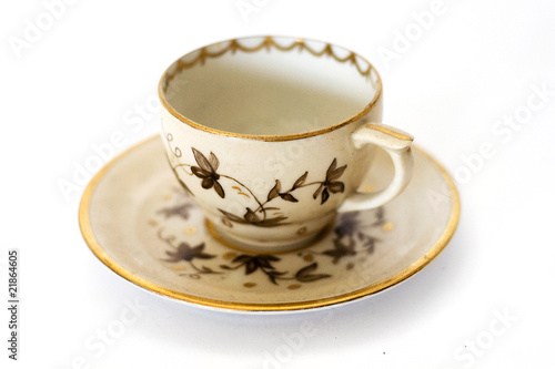 Hand-Painted Creme Flower and Vine Tea Cup