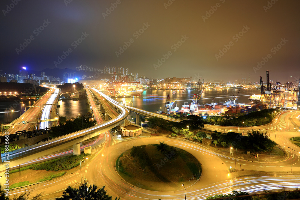 Cargo Terminal and highways of Hong Kong