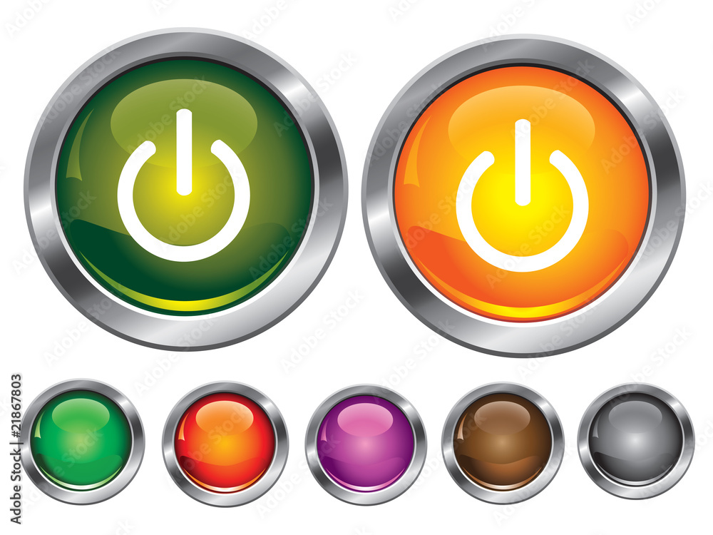 Vector icons with power off sign Vector icons with power off sign