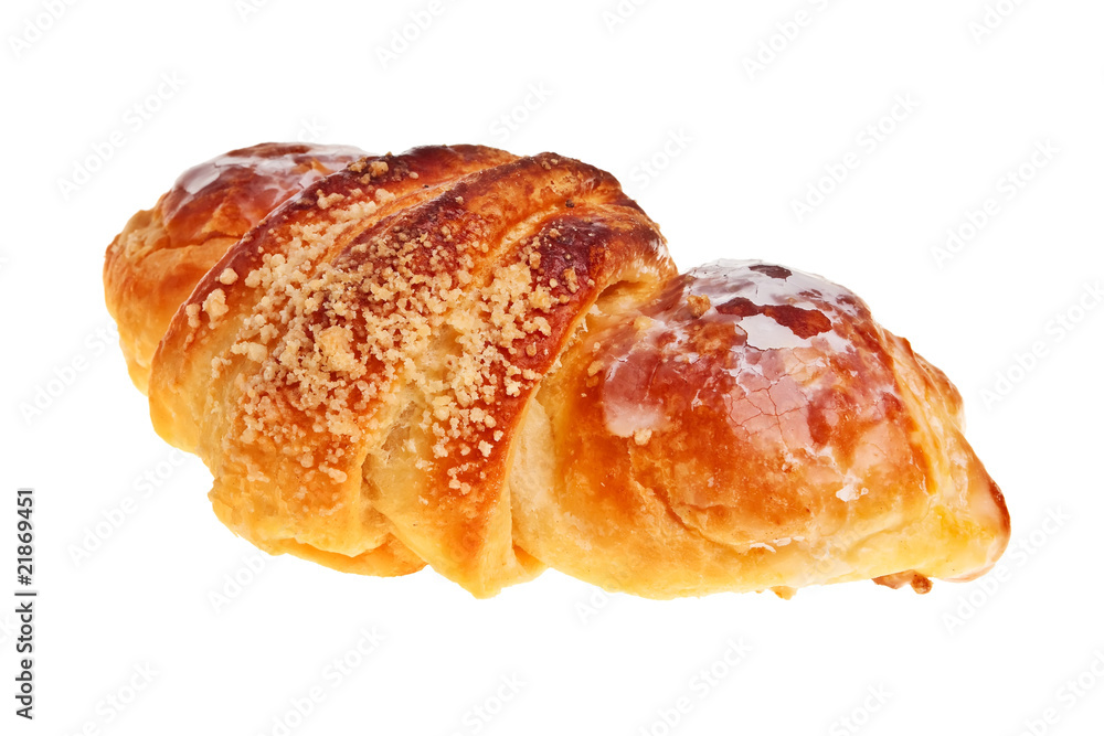 Delicious, tasty bun isolated over white background.