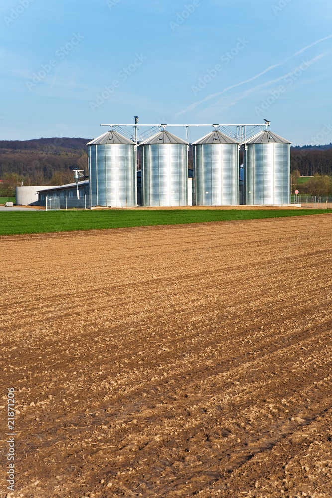 silo in beautiful landscape in sun silo in beautiful landscape in sun