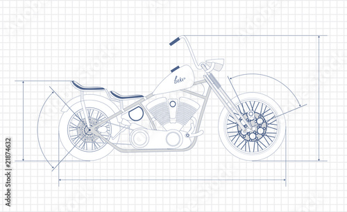 chopper, bobber, vector, drawing