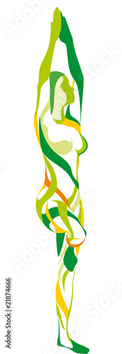 YOGA girls vector, pose a palm tree