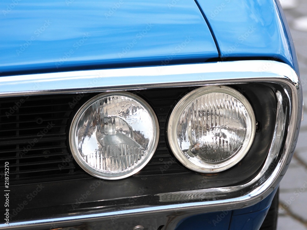 lights of a vintage car