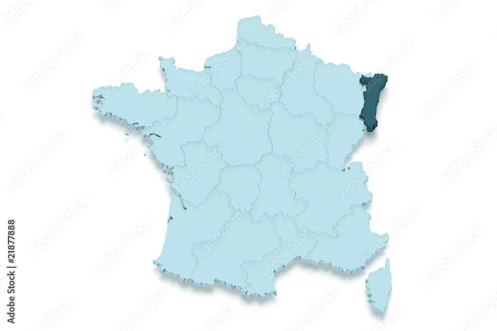 région alsace 3D détouré fond blanc ombré région alsace 3D détouré fond blanc ombré