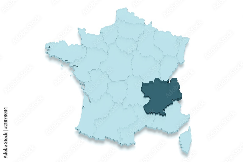 région rhône-alpes 3D détouré fond blanc ombré région rhône-alpes 3D détouré fond blanc ombré