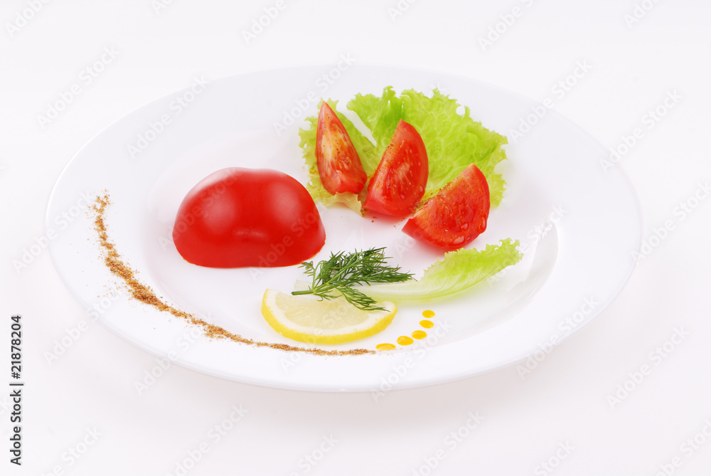 Some vegetables on a white plate Some vegetables on a white plate