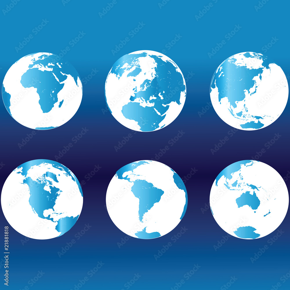 Earth globes in blue colors