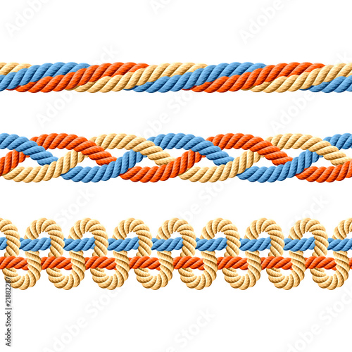 Seamless set of rope elements. Vector.