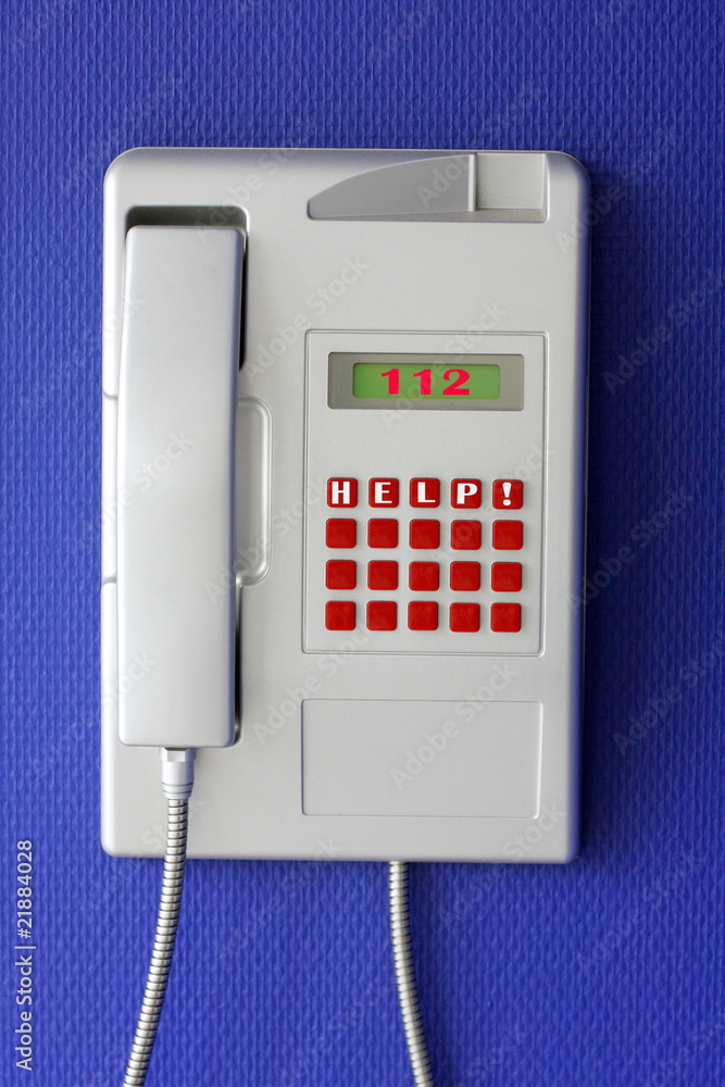 Wall phone on blue background Wall phone on blue background