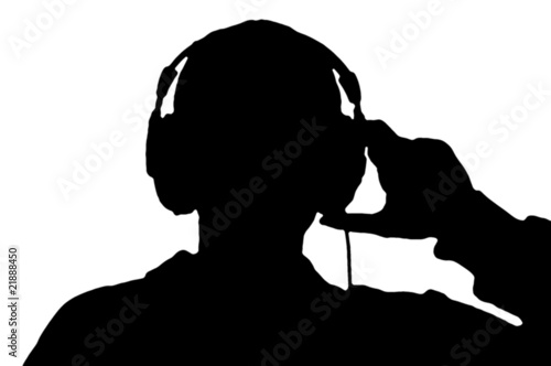 boy in headphone silhouette