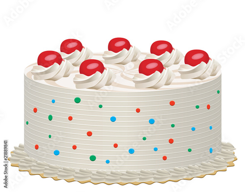 vector delicious cream cake with cherries