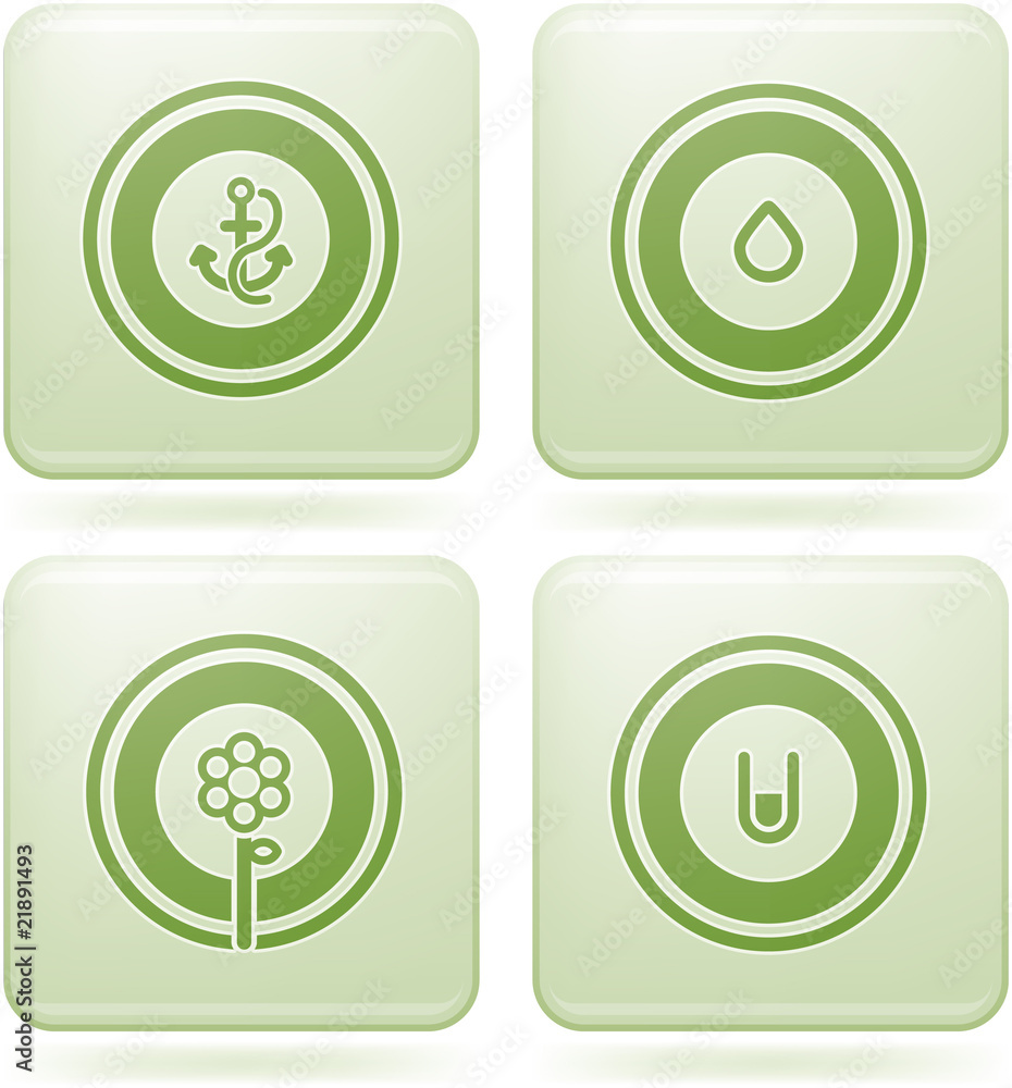 Olivine Square 2D Icons Set: Abstract Olivine Square 2D Icons Set: Abstract