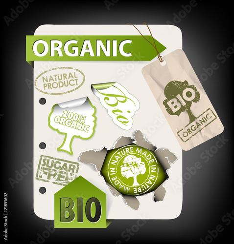 Set of bio, eco, organic elements