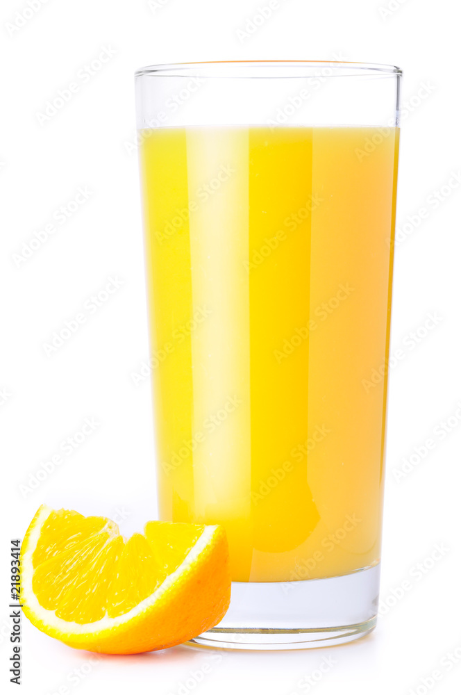 orange juice and slice isolated on white orange juice and slice isolated on white