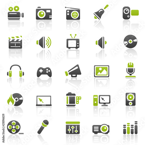 green entertainment icons - set 11