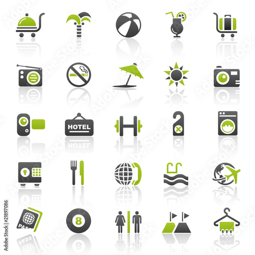 green holiday hotel icons - set 10