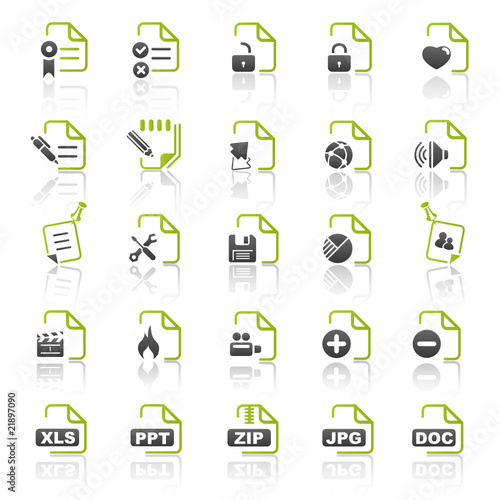 green documents icons - set 9