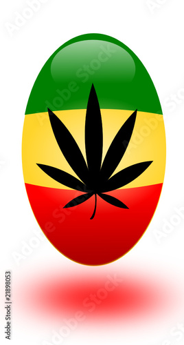 Rasta Cannabis Leaf Button