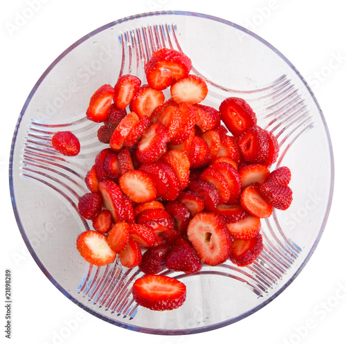 straberries slices in bowl photo