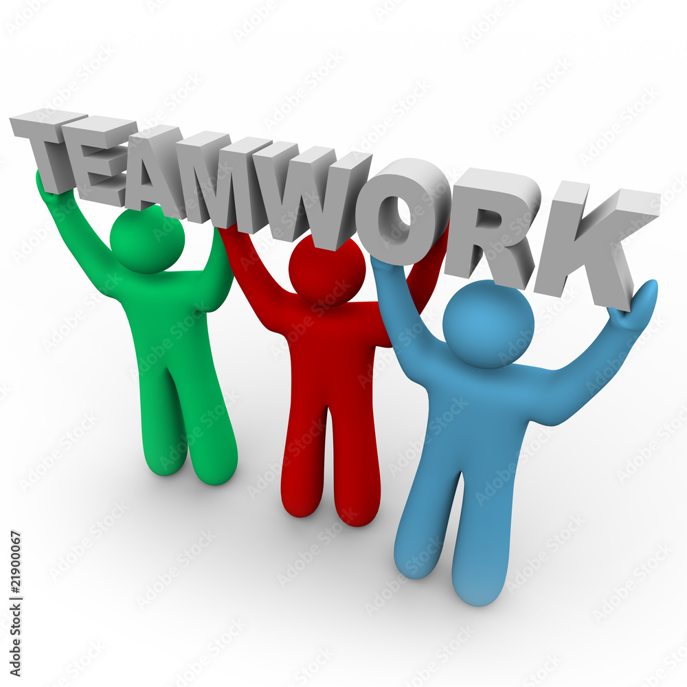 Fotografie Teamwork - Three People Hold the Word