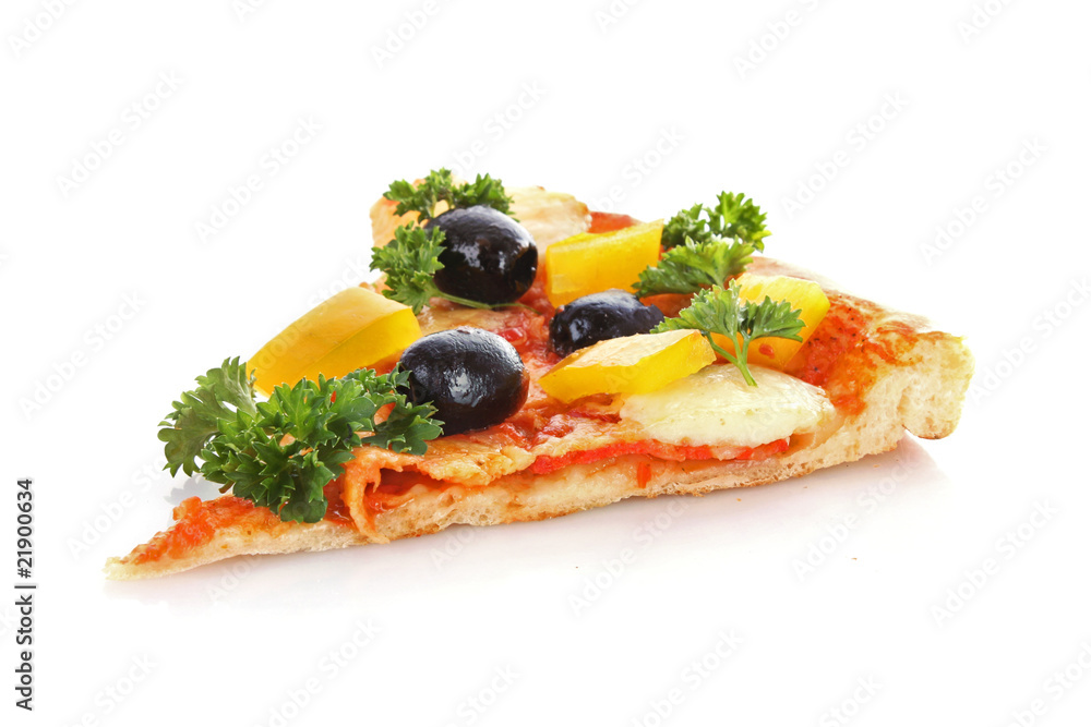 Tasty pizza with olives isolated on white Tasty pizza with olives isolated on white