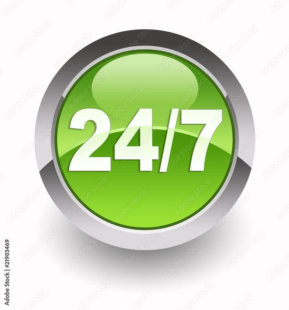 ''24/7 customer service'' glossy icon ''24/7 customer service'' glossy icon