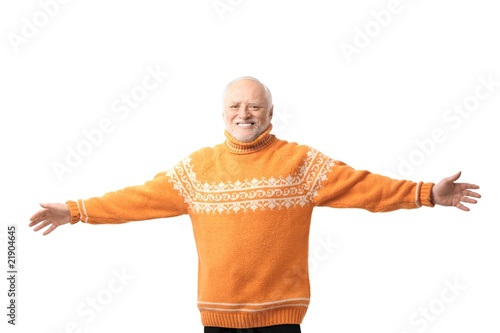 Portrait of happy senior man arms outstretched