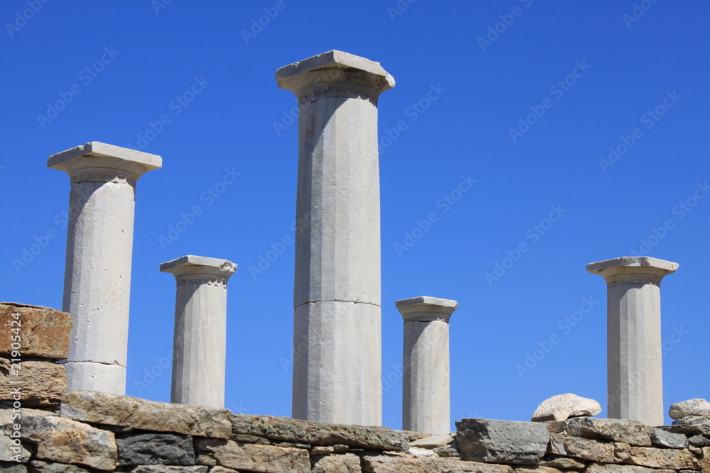 Colonnes à Délos - Cyclades - Grèce